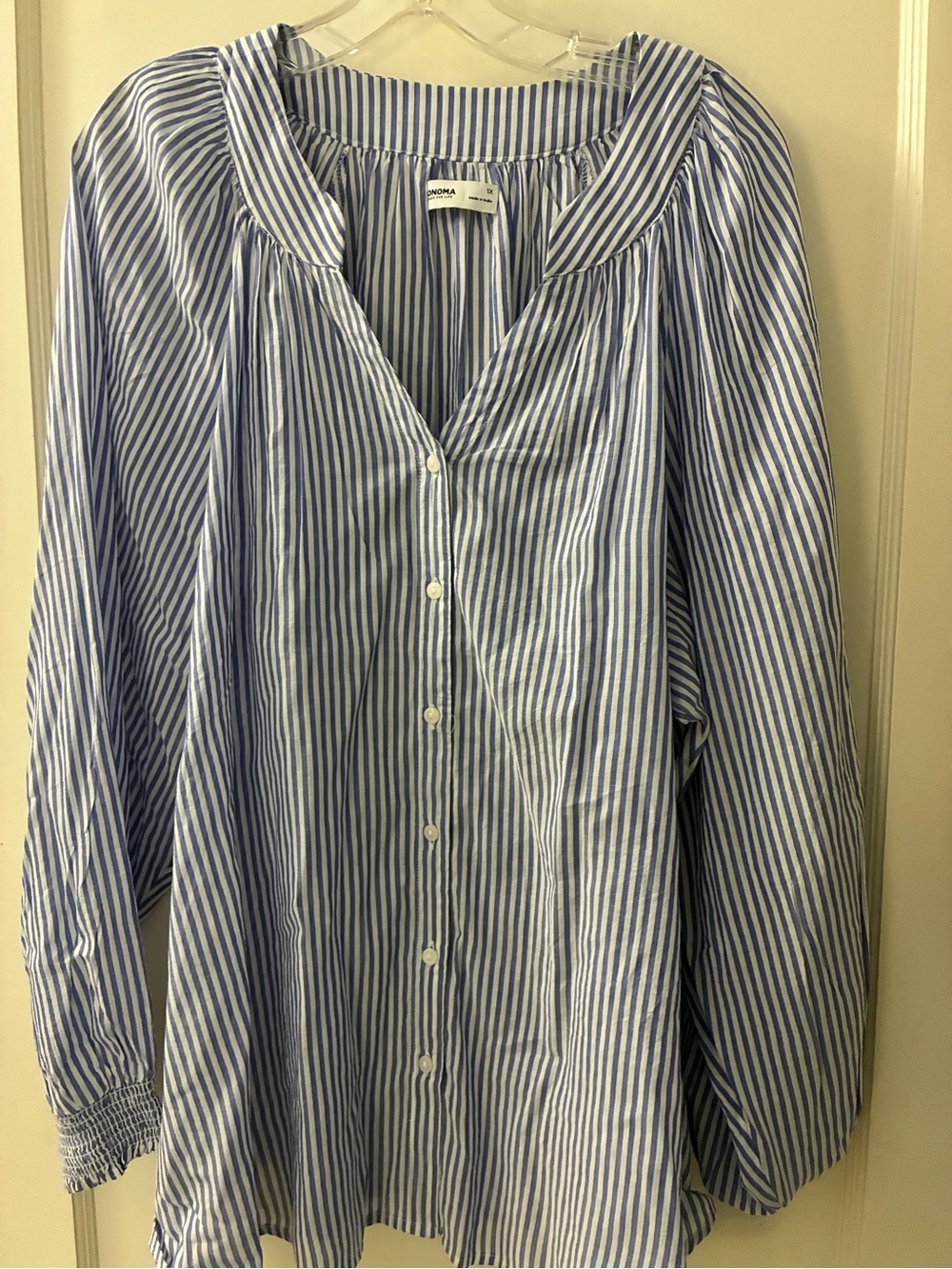 Sonoma Blue & White Striped Peasant Button-Up Tunic